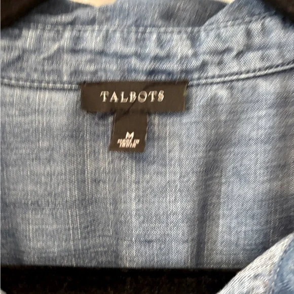 Talbots Denim Nautical Cottagecore Top With Button Detail On The Side Size M - Picture 4 of 11